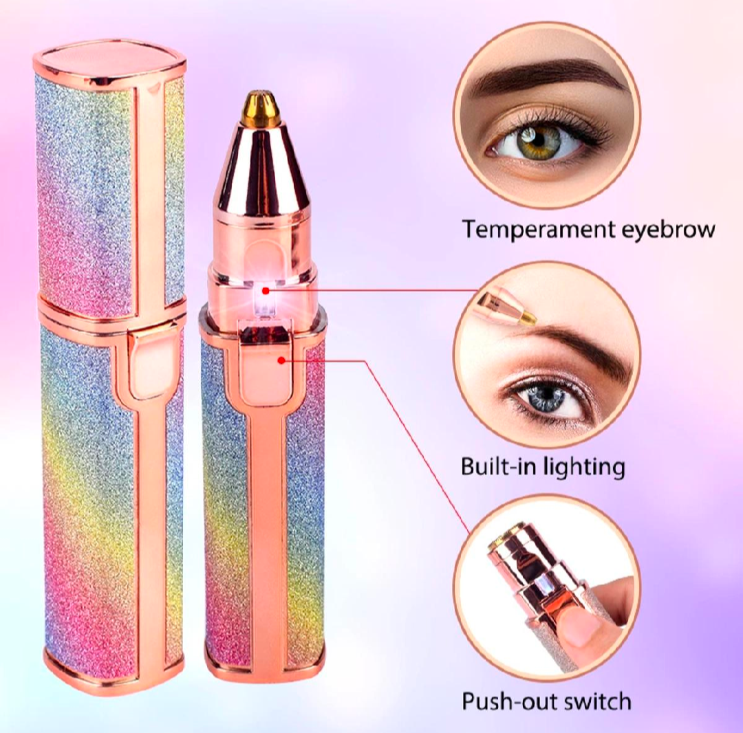 2 in 1 Flawless Eyebrow Hair Remover Stylish & Fashionable Rechargeable Facial Hair Trimmer for Women Painless, Portable & Precise Epilator for Women with LED Light Suitable for Facial, Legs, Armpit and Bikini Area