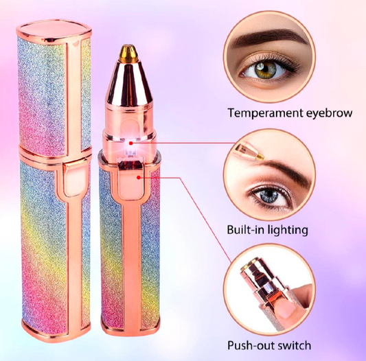 2 in 1 Flawless Eyebrow Hair Remover Stylish & Fashionable Rechargeable Facial Hair Trimmer for Women Painless, Portable & Precise Epilator for Women with LED Light Suitable for Facial, Legs, Armpit and Bikini Area