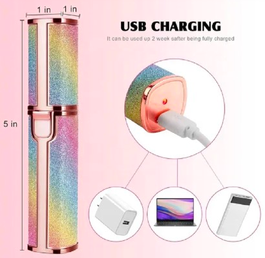 2 in 1 Flawless Eyebrow Hair Remover Stylish & Fashionable Rechargeable Facial Hair Trimmer for Women Painless, Portable & Precise Epilator for Women with LED Light Suitable for Facial, Legs, Armpit and Bikini Area