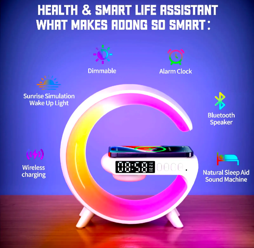 ORIGINAL BT 3401 Multifunction Wireless Charger Pad Stand with Speaker and RGB Night Light 15W Fast Charging for iPhone, Samsung, Xiaomi, Huawei