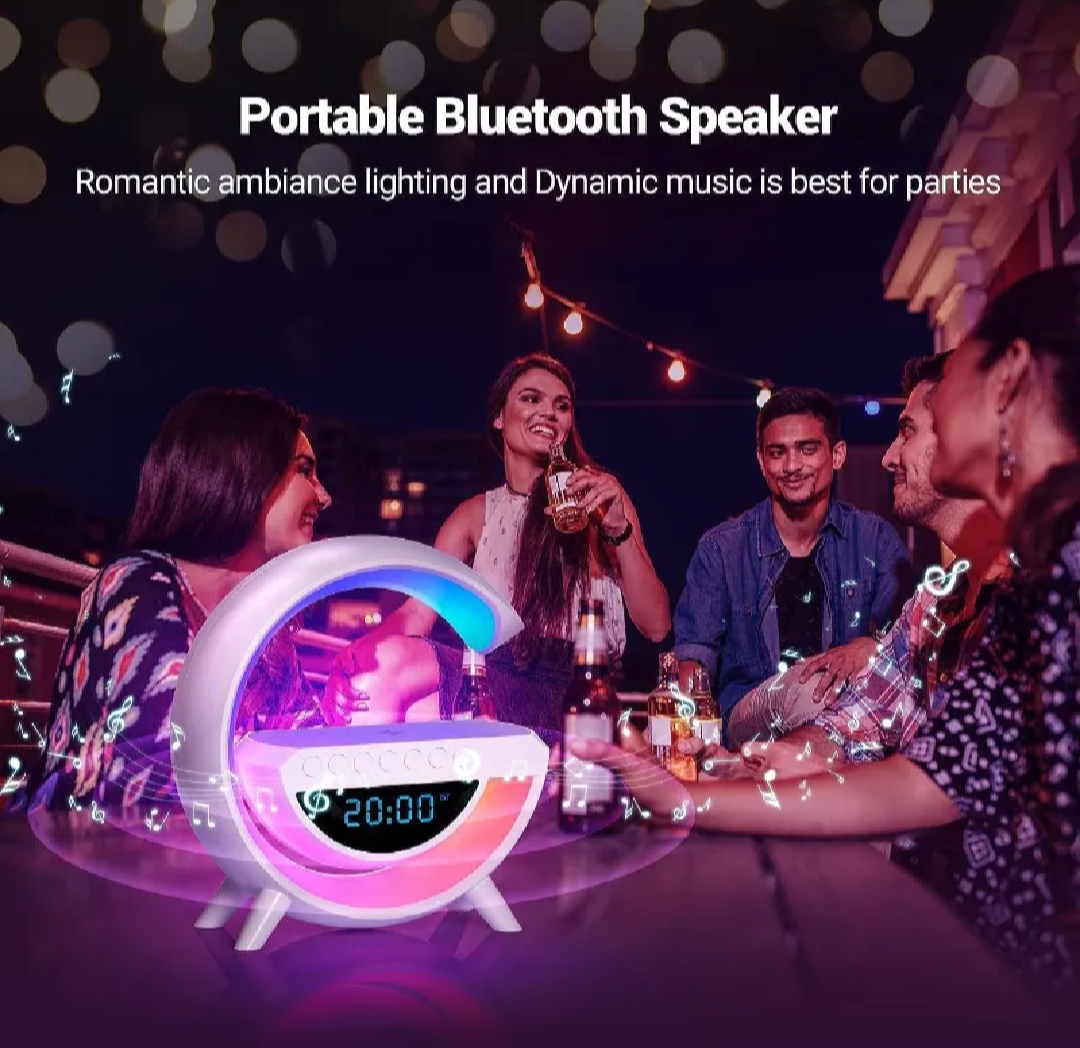 ORIGINAL BT 3401 Multifunction Wireless Charger Pad Stand with Speaker and RGB Night Light 15W Fast Charging for iPhone, Samsung, Xiaomi, Huawei