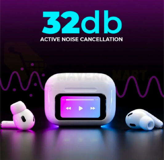 A9 Pro Touch Screen AirPods_Pro – ANC Wireless Earbuds With Bluetooth 5.0, LCD Display, Super Bass &amp; Pop-Up Feature