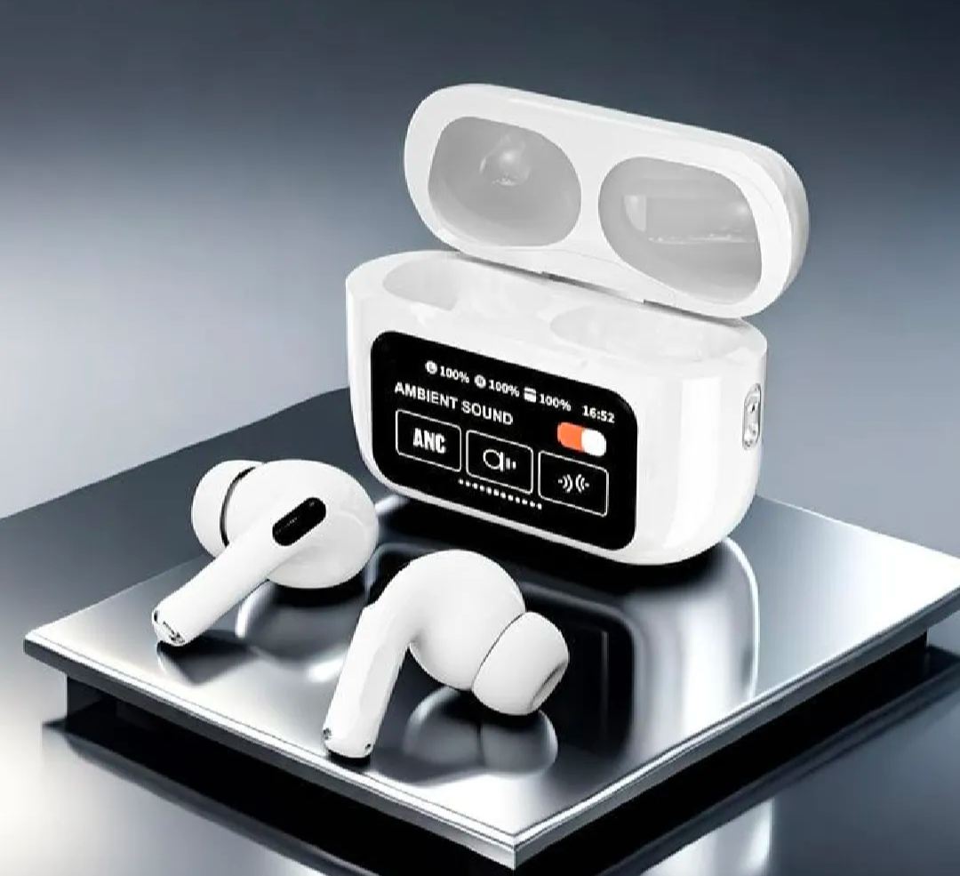 A9 Pro Touch Screen AirPods_Pro – ANC Wireless Earbuds With Bluetooth 5.0, LCD Display, Super Bass &amp; Pop-Up Feature