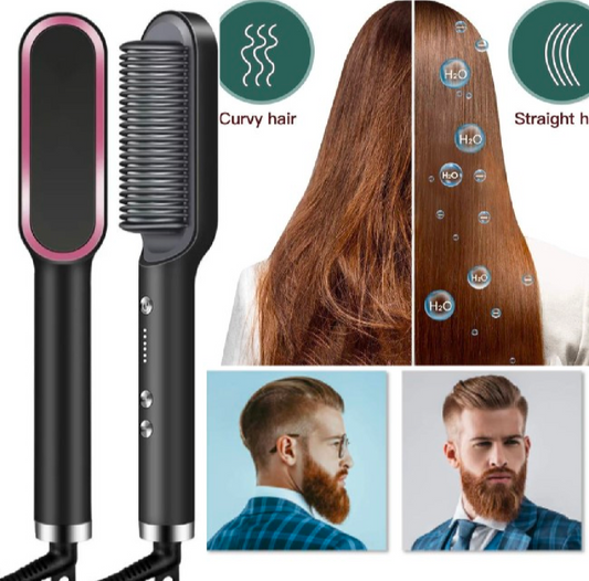 2 in 1 Electric Hair Straightener Curler Heating Styling Comb Straightening Brush - Multicolors
