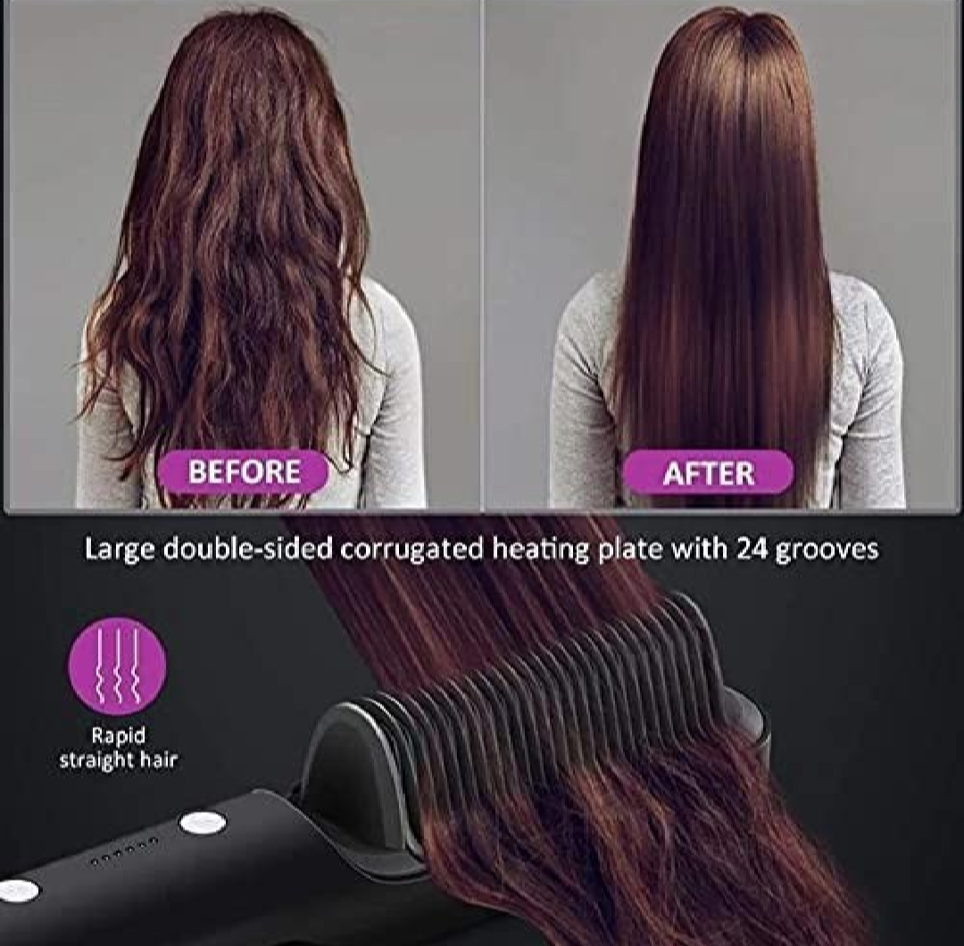 2 in 1 Electric Hair Straightener Curler Heating Styling Comb Straightening Brush - Multicolors